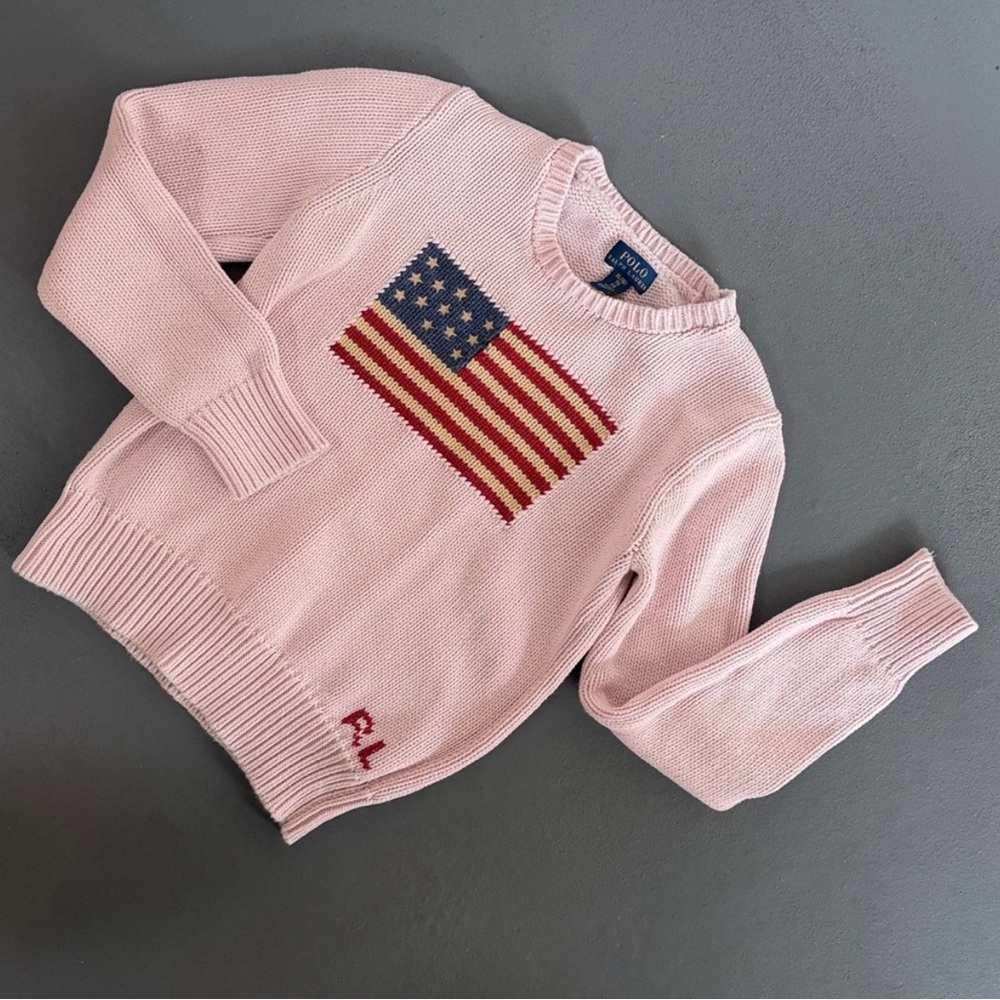 Polo Ralph Lauren Pink Flag Crew Neck Sweater